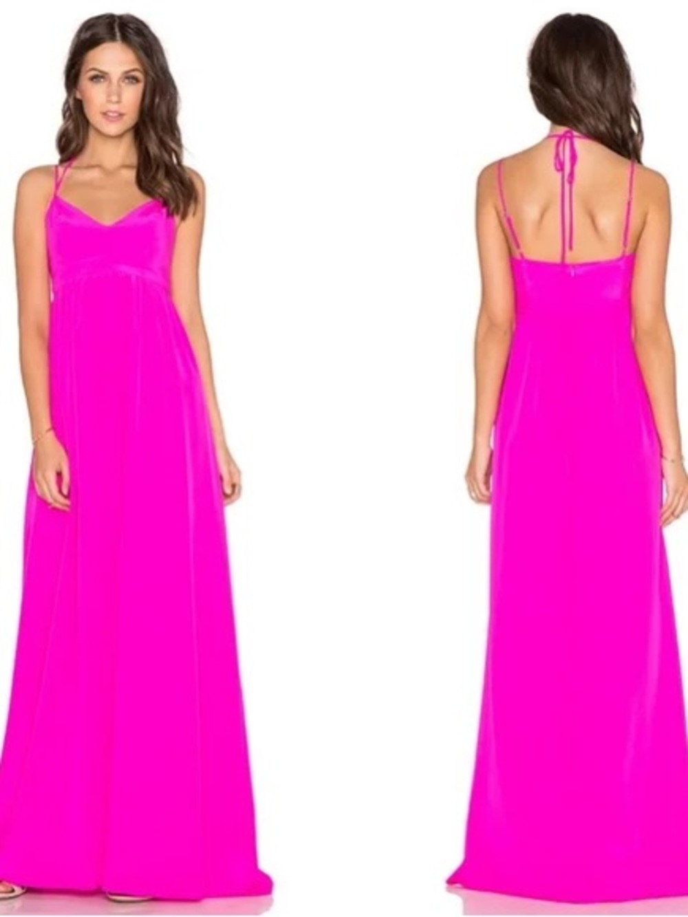 Amanda Uprichard Hot Pink Spaghetti Strap Maxi Dress